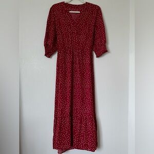 Elegant Red Polka Dot Dress